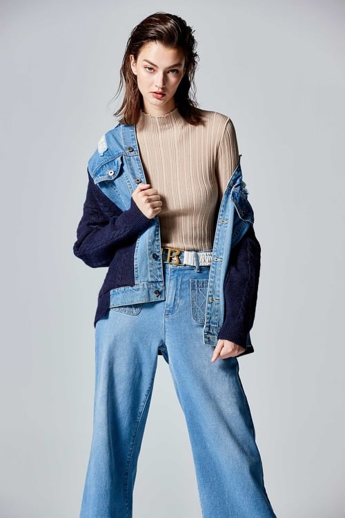 Denim With Knit Contrast Jacket,Knitted coats