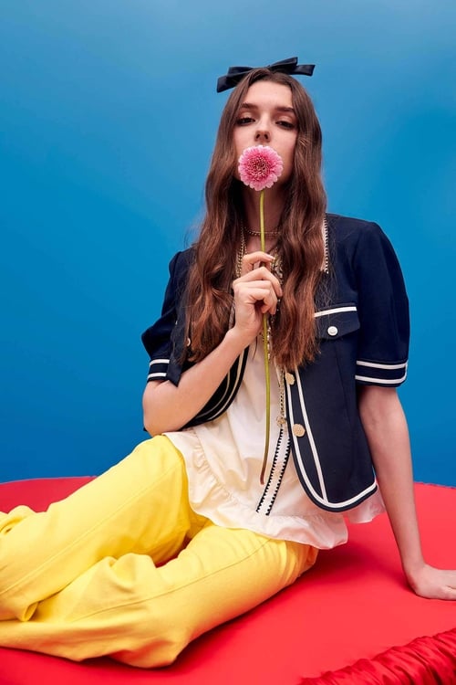 Short Sleeve Navy Outerwear With Contrast Trim Detail,Jackets