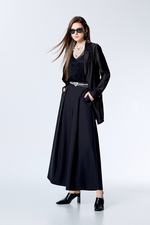 Black Organza Mid Length Jacket,longcoats