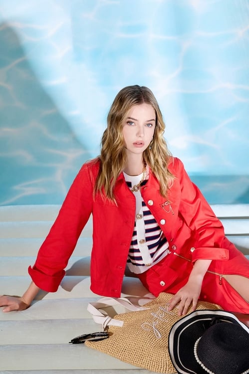 Chilli Red Classic Denim Jacket,Long sleeve outerwear