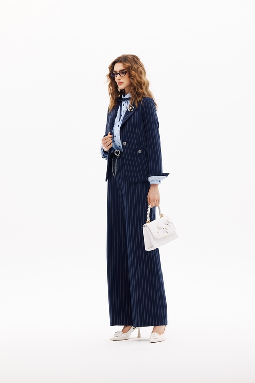 Pinstripe Navy Blazer,Jackets