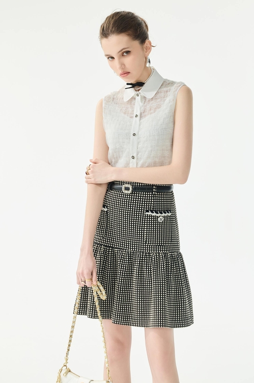 Patch Pocket Plaid Skirt,,Patch Pocket Plaid Skirt,Season (SS) Look,pearl,Midi skirts,Tops,Under shirts,Season (SS) Look,Knitted,Chiffon,black tops,Season (SS) Look,pearl,Mini skirts