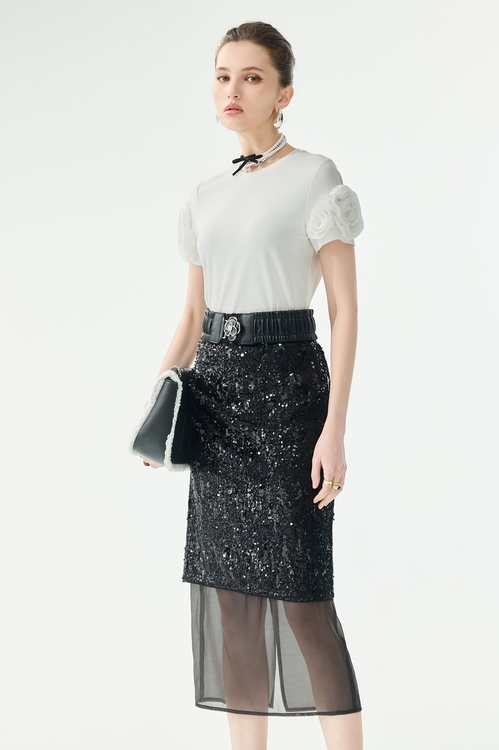 Double Layer Sequin Skirt,,Double Layer Sequin Skirt,Season (SS) Look,pearl,Midi skirts,Tops,Under shirts,Season (SS) Look,Knitted,Chiffon,black tops,Season (SS) Look,pearl,Mini skirts,Jackets,Outerwear,Season (SS) Look,pearl,Jackets,Outerwear,Season (SS) Look,Black outerwear,Season (SS) Look,Black skirts
