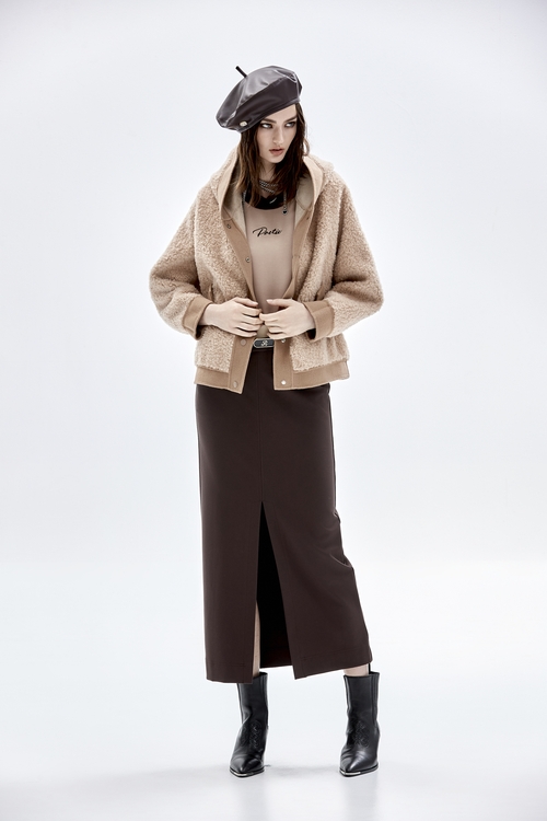 Front Slit Caramel Skirt,Pencil skirts