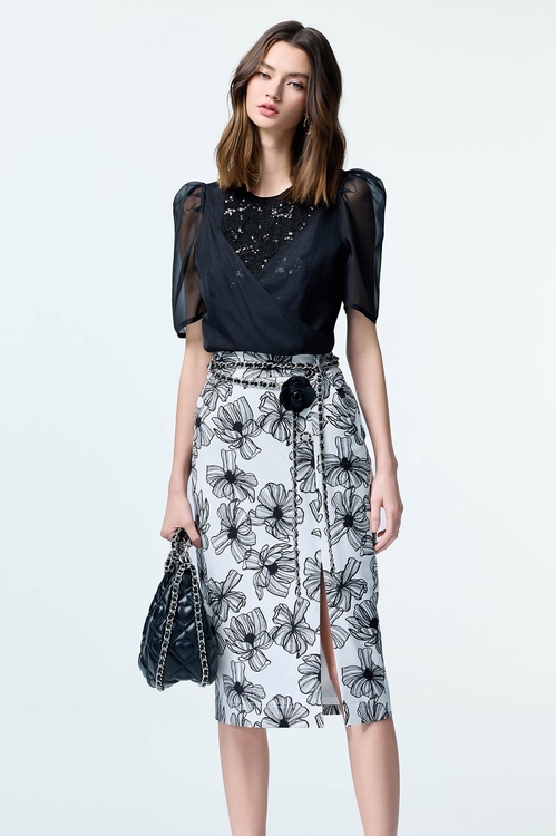 Floral Print Pencil Skirt,Pencil skirts