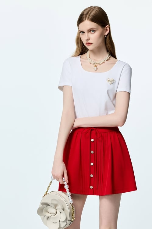 Chilli Red Mini Skirt,Urban Fashion