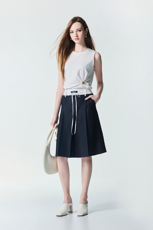 Box Pleat Navy Skirt,Mini skirts