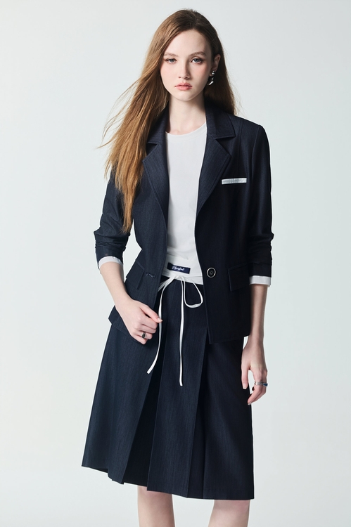 Box Pleat Navy Skirt,Mini skirts