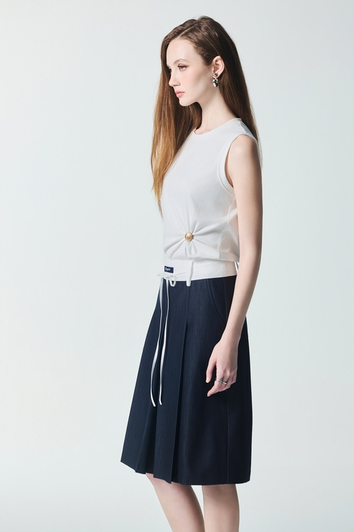 Box Pleat Navy Skirt,Mini skirts