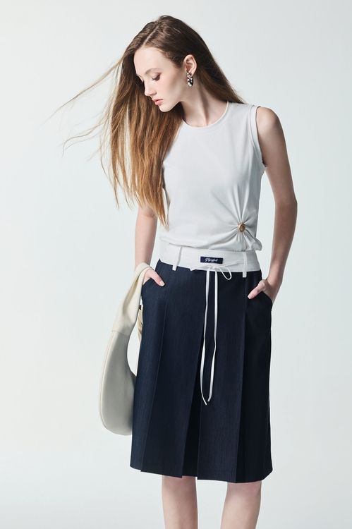 Box Pleat Navy Skirt,Mini skirts