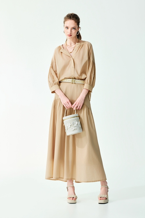 Casual Khaki Maxi Skirt,Midi skirts