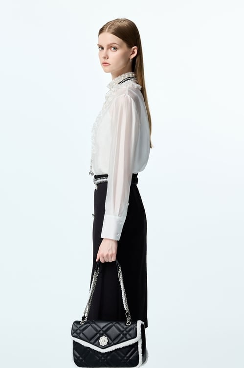 Classic Pencil Skirt With Lace Detail,Lace