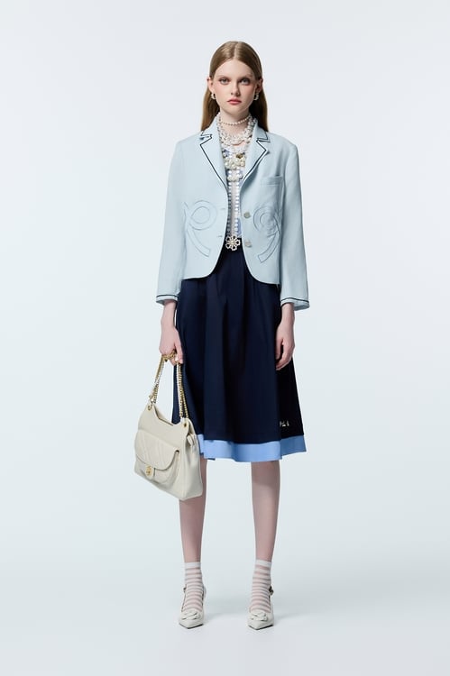 Contrast Hem Detail Midi Skirt,A-Line skirts