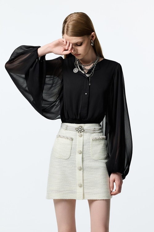 Off White Tweed Skirt,Mini skirts