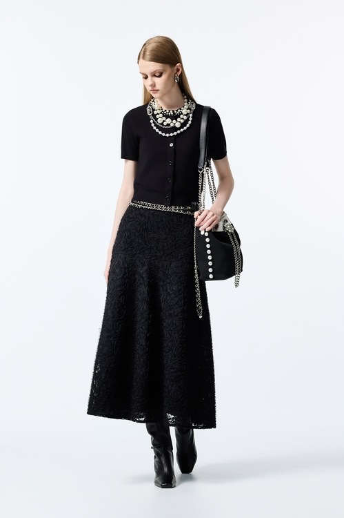 Full Lace Maxi Skirt,Black skirts