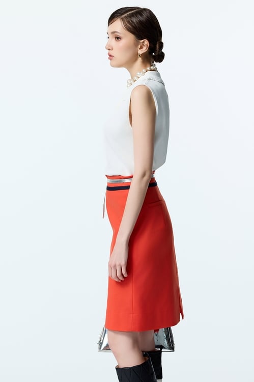 Reddish Orange Midi Skirt,A-Line skirts