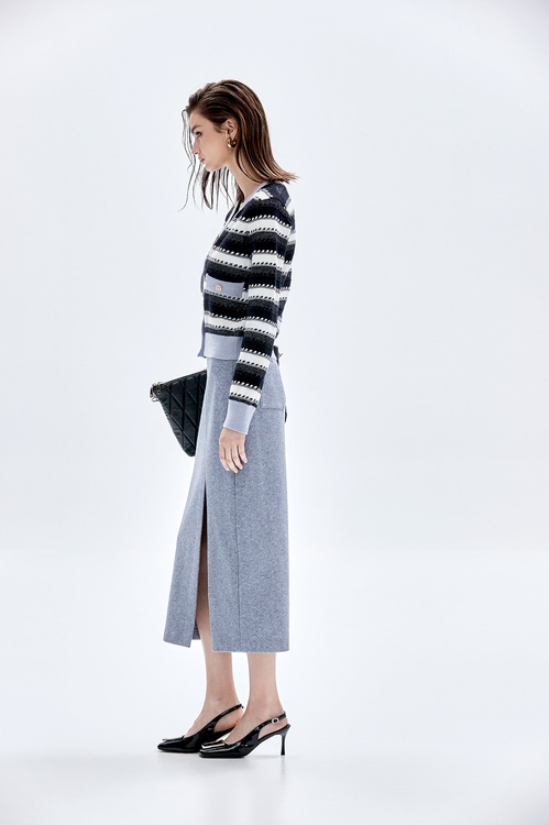 Side Slit Grey Pencil Skirt,Pencil skirts