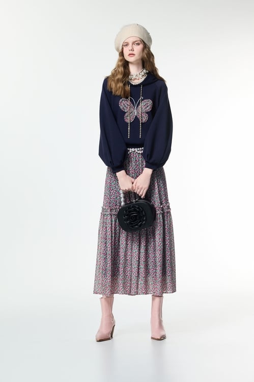 Floral Print Maxi Skirt,Layered skirts