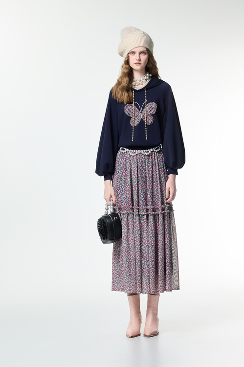 Floral Print Maxi Skirt,Layered skirts