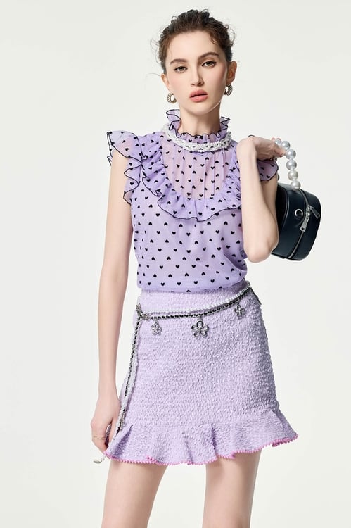 Purple Ruffle Fishtail Skirt,Mini skirts