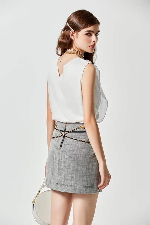 Braided Chain Strap Mini Skirt,Shorts