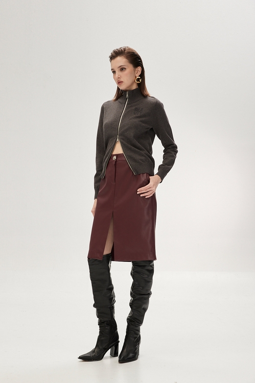 Wine Red PU Pencil Skirt,Pencil skirts