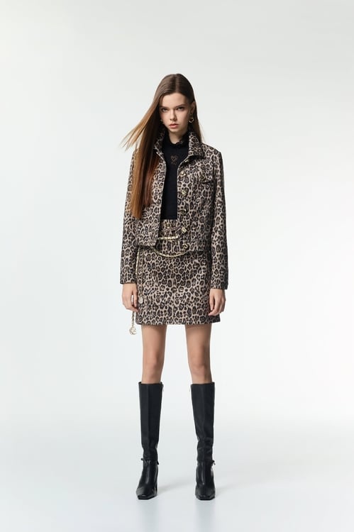 Leopard Print Denim Skirt,Mini skirts