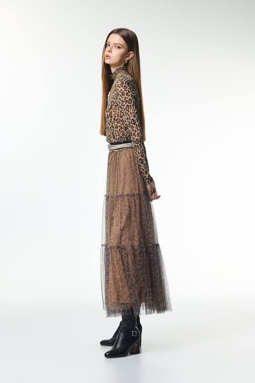 Leopard Print Tiered Maxi Skirt,Layered skirts