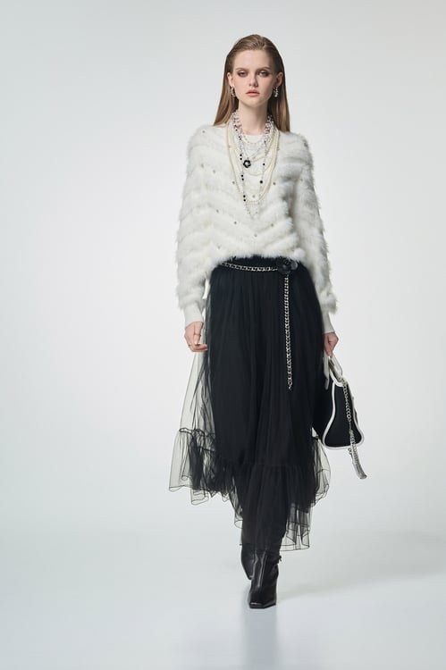 Jet Black Maxi Mesh Skirt,Office Looks