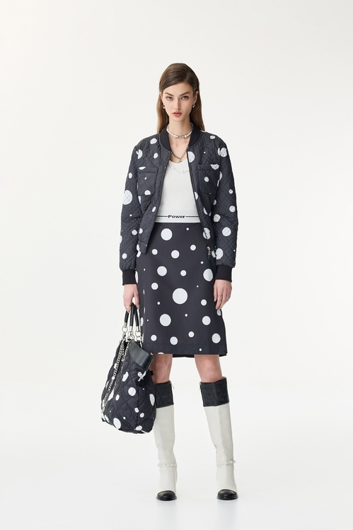 White Polka Dot Classic Pencil Skirt,Pencil skirts