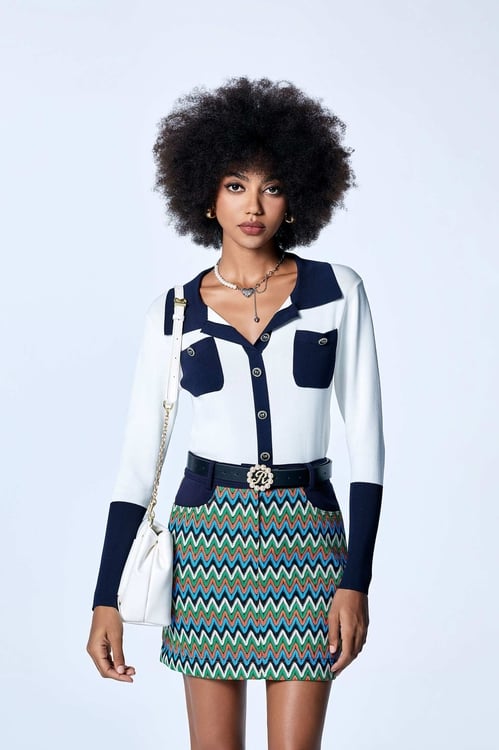 Multi Wavy Stripe Short Skirt,Lace skirts