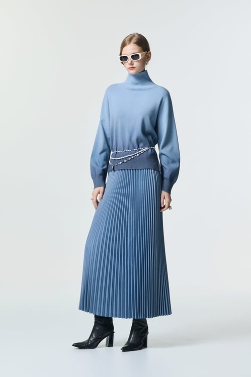 Pleated Faded Blue Maxi Skirt,,Pleated Faded Blue Maxi Skirt,Mini skirts,Season (AW) Look,Valentine,Season (SS) Look,Mini skirts,Season (SS) Look,pearl,Pleated skirts