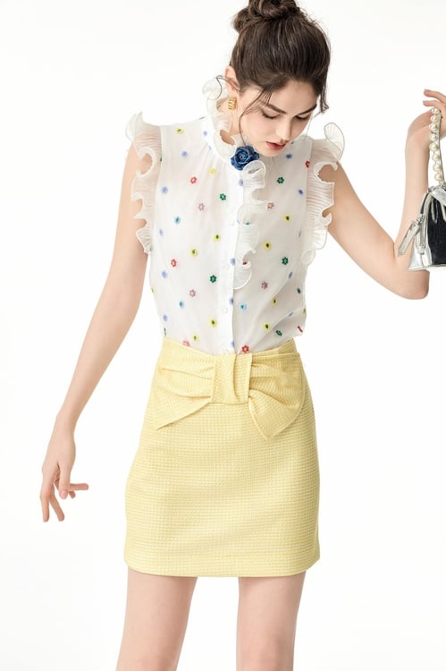 Front Bow Detail Mini Skirt,,Front Bow Detail Mini Skirt,Season (SS) Look,Mini skirts