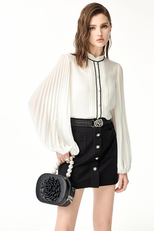 Patch Pocket Short Skirt,Black skirts