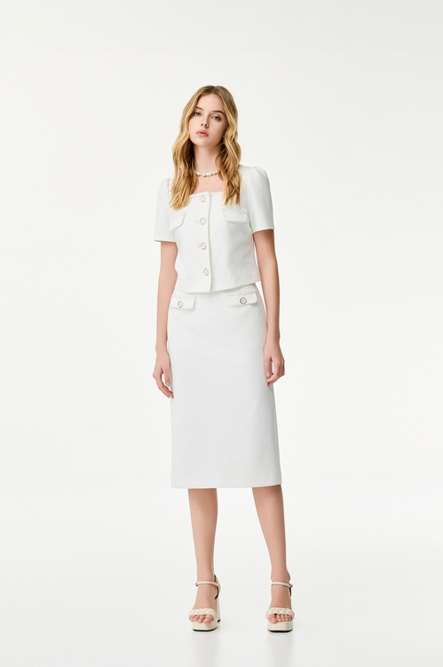 White Midi Classic Pencil Skirt,Pencil skirts