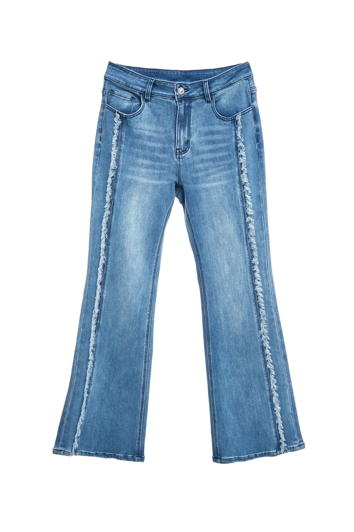 Fray Trim Detail Boot Leg Jeans,,Fray Trim Detail Boot Leg Jeans,Jackets,Embroidered,Outerwear,Season (SS) Look,Stripe,pants,Blazers,Season (SS) Look,Denim,Jeans,pants