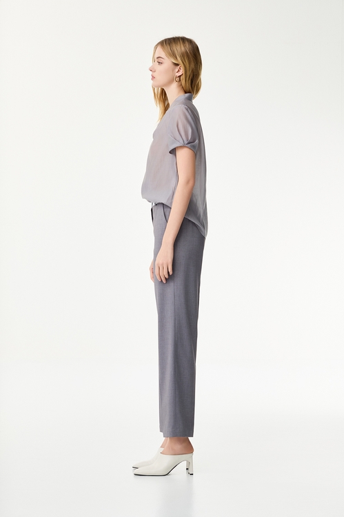 Contrast Waistband Grey Pants,Tailored pants