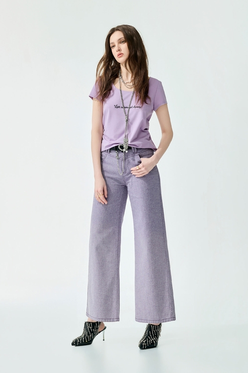 Wide Leg Purple Jeans,,Wide Leg Purple Jeans,Embroidered,Season (SS) Look,Denim,Jeans,pants