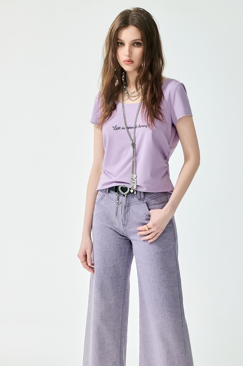 Wide Leg Purple Jeans,,Wide Leg Purple Jeans,Embroidered,Season (SS) Look,Denim,Jeans,pants