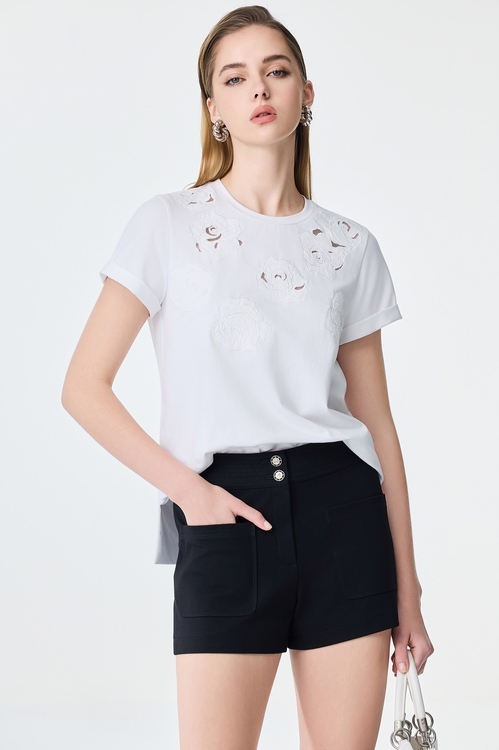 Patch Pocket Black Shorts,Black pants