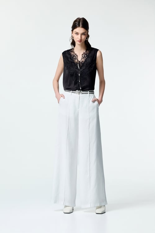 White Linen Wide Leg Pants,White pants,White pants