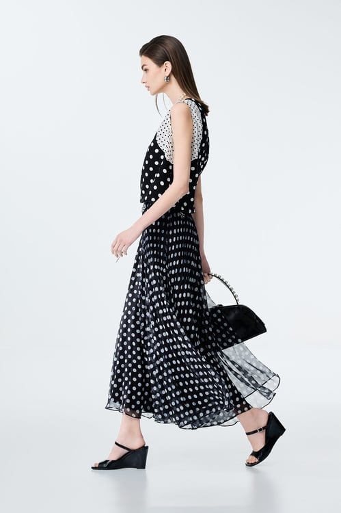 Polka Dot Chiffon Palazzo Pants,Chiffon