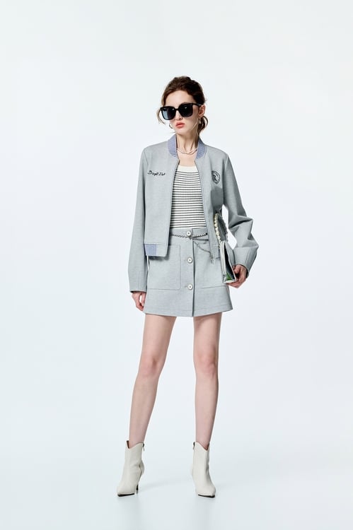 Patch Pockets Grey Skorts,Shorts