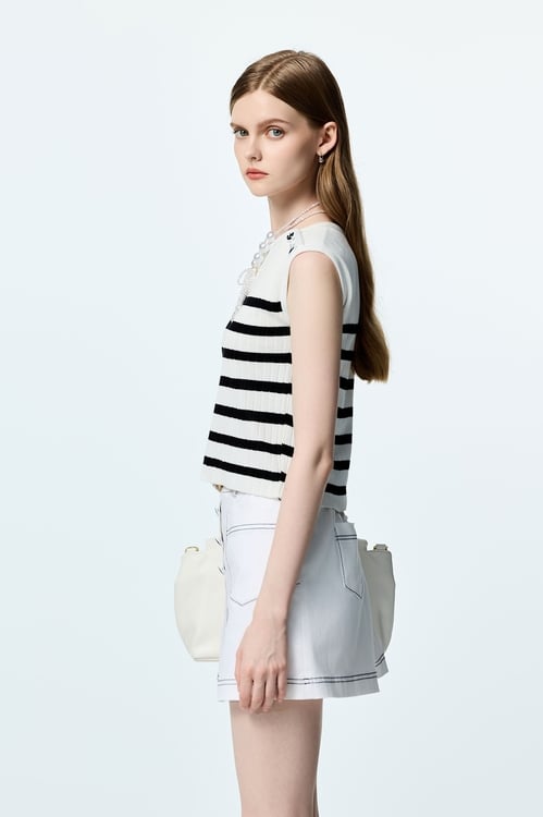 Contrast Stitch Detail White Denim Skorts,White pants,White pants