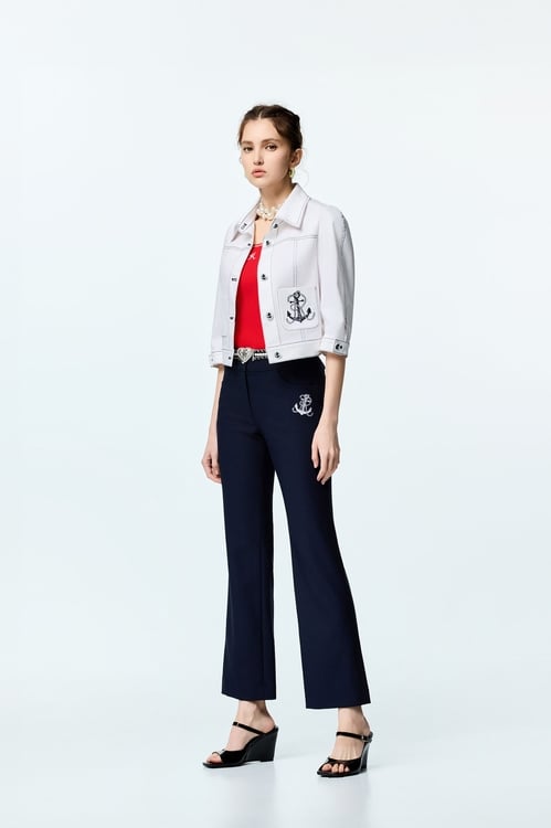 Anchor Logo Navy Boot Leg Pants,Bell-bottoms,Bell-bottoms,Bell-bottoms