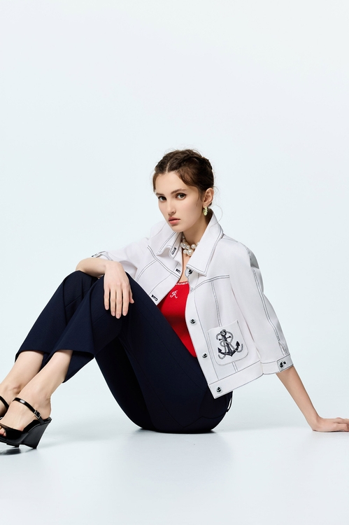 Anchor Logo Navy Boot Leg Pants,Bell-bottoms,Bell-bottoms,Bell-bottoms