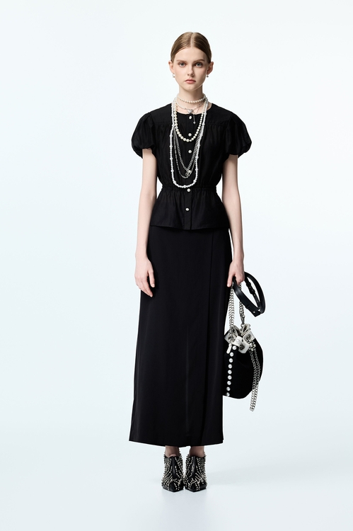 Front Panel Wide Leg Pants,Black pants