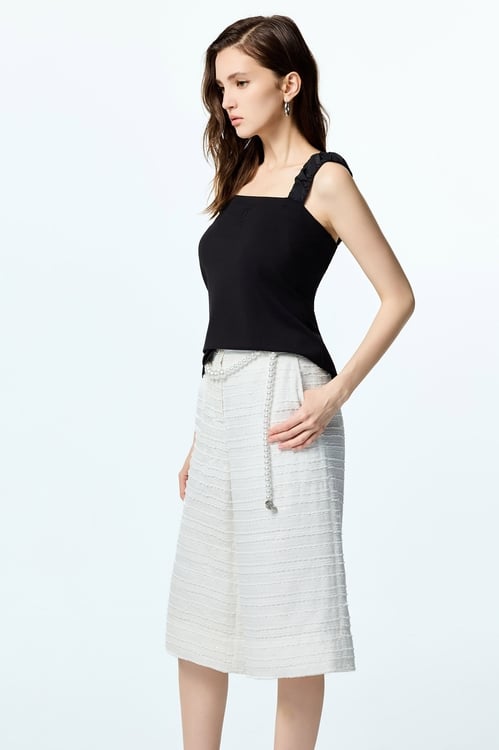 Wide Leg Tweed Pants,pants,Pants