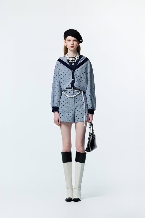 Dotted Embroidery Plaid Shorts,dotcollection