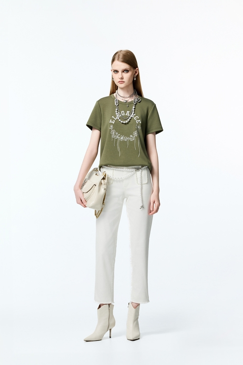 Patch Pockets White Jeans,Jeans